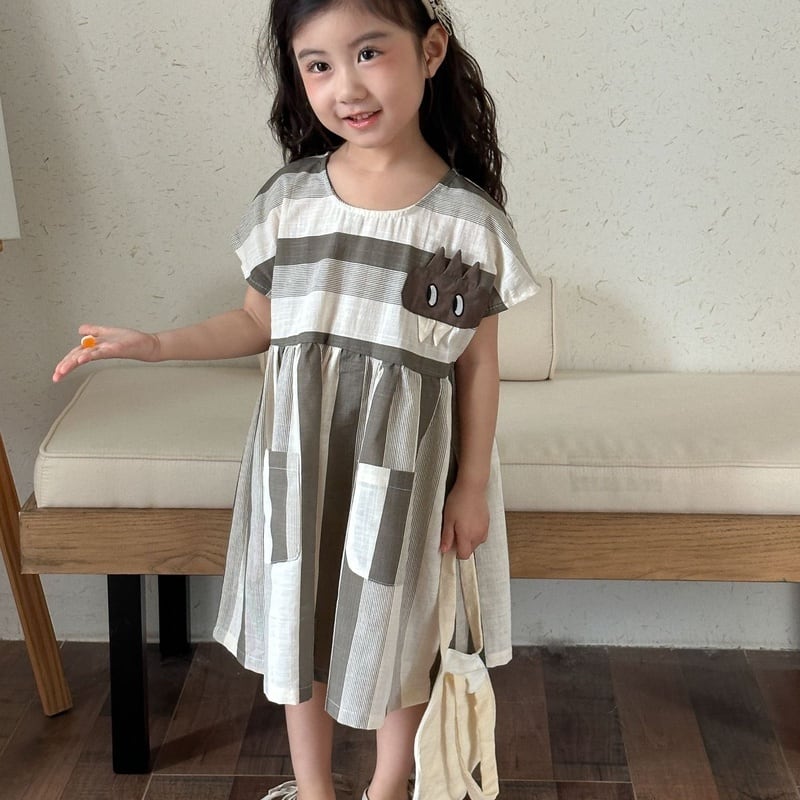 【BABY&KID】夏新作 ブラウンボーダーセットアップ、ワンピースSK0631011