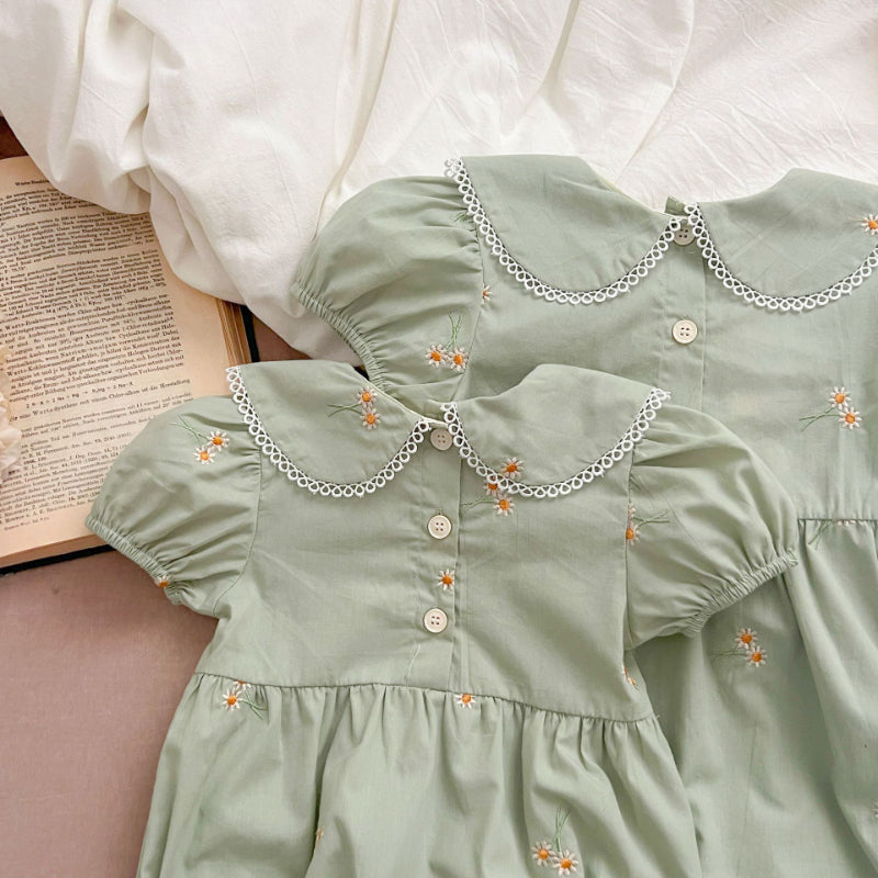 【姉妹服】夏新作 花柄刺繍ロンパース、ワンピースSK081624