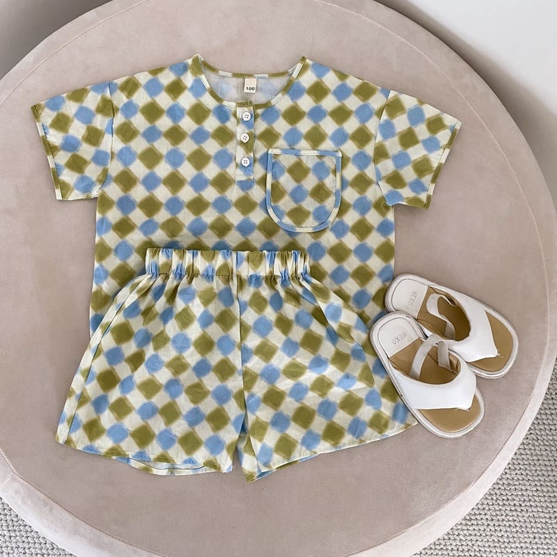 【BABY&KID】夏新作 チェッカーボードセットアップ、ワンピースSK063108