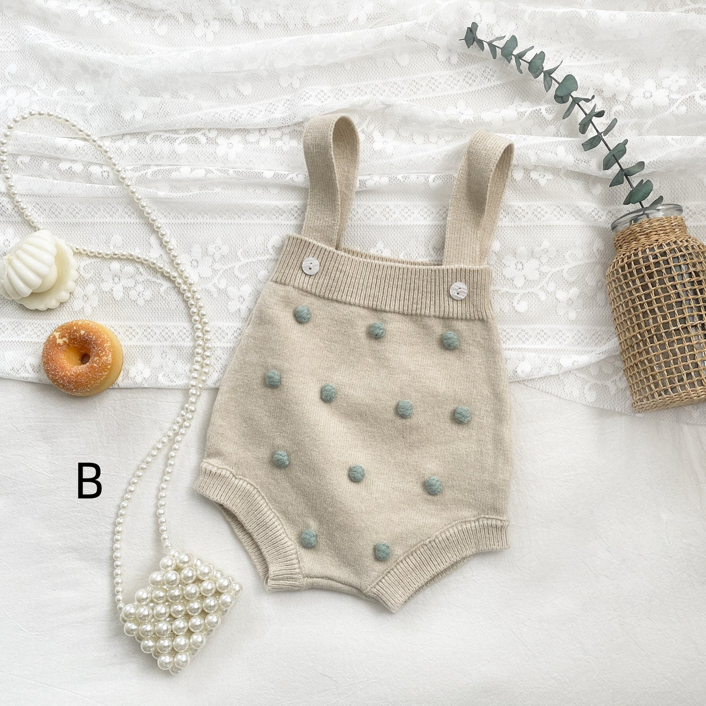 【BABY&KID】レトロポンポン付きカーディガン、サロペットSK022206
