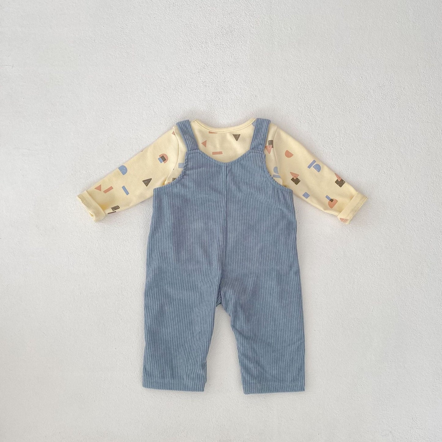 【BABY】ブルーリブサロペット、無地シンプル系TシャツSK062402