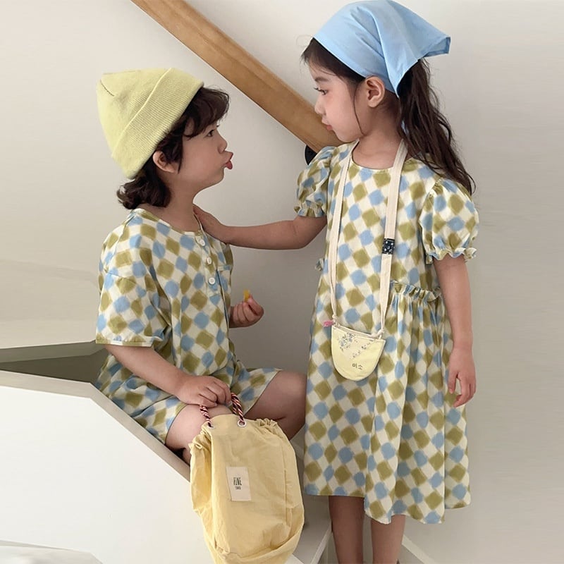 【BABY&KID】夏新作 チェッカーボードセットアップ、ワンピースSK063108