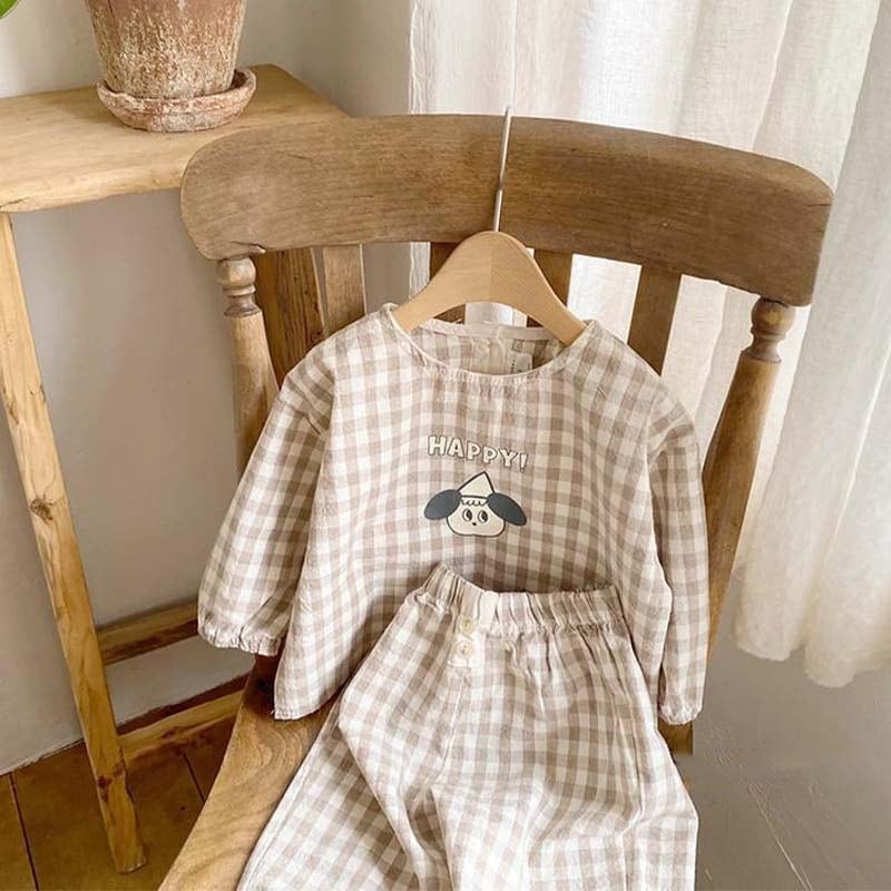 【BABY&KID】無地ORチェック柄上下セットSK062106