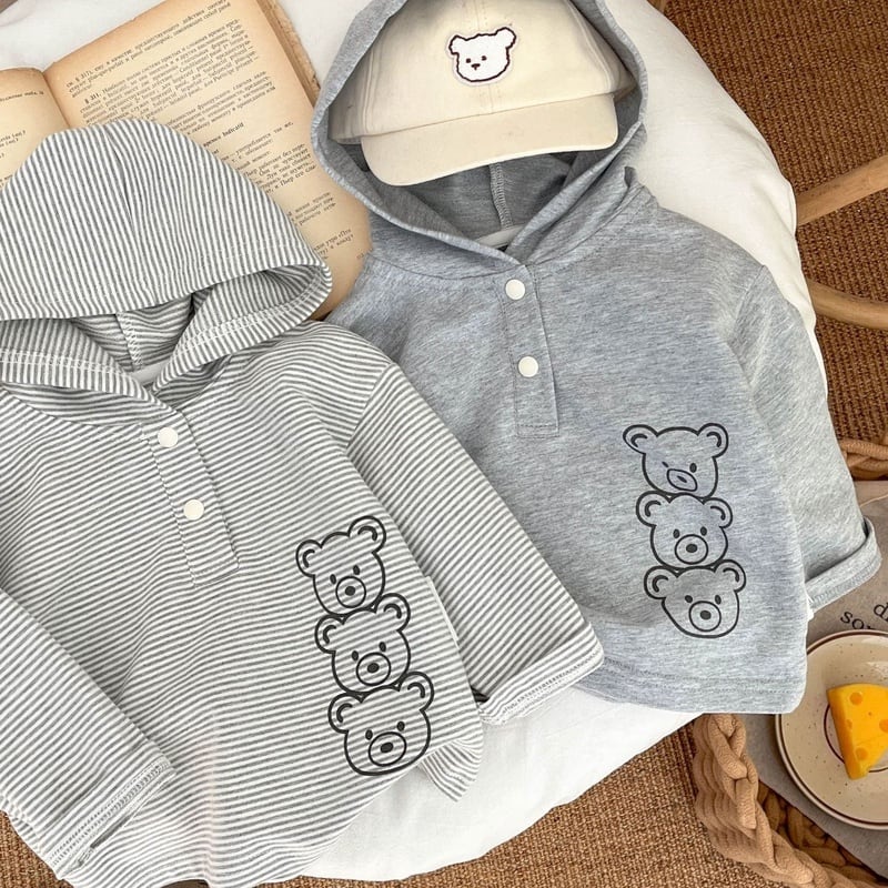 【BABY&KID】スリー熊さんボーダーフーディSK062410