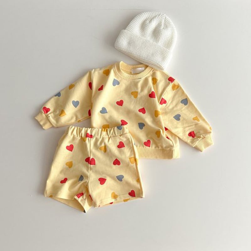 【BABY&KIDS】INS風カジュアルハート柄長袖シャツ&短パンツSK060109