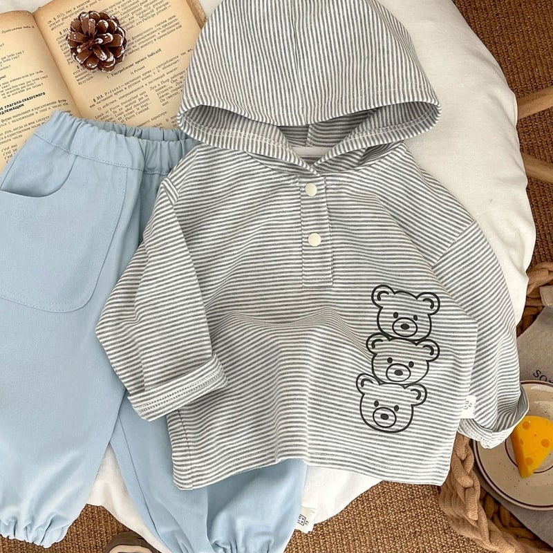 【BABY&KID】スリー熊さんボーダーフーディSK062410
