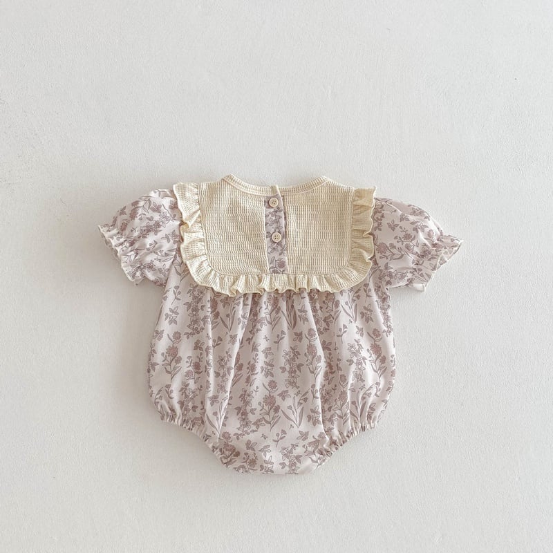 【BABY】夏新作 蝶結び付きパープル花ロンパースSK071004