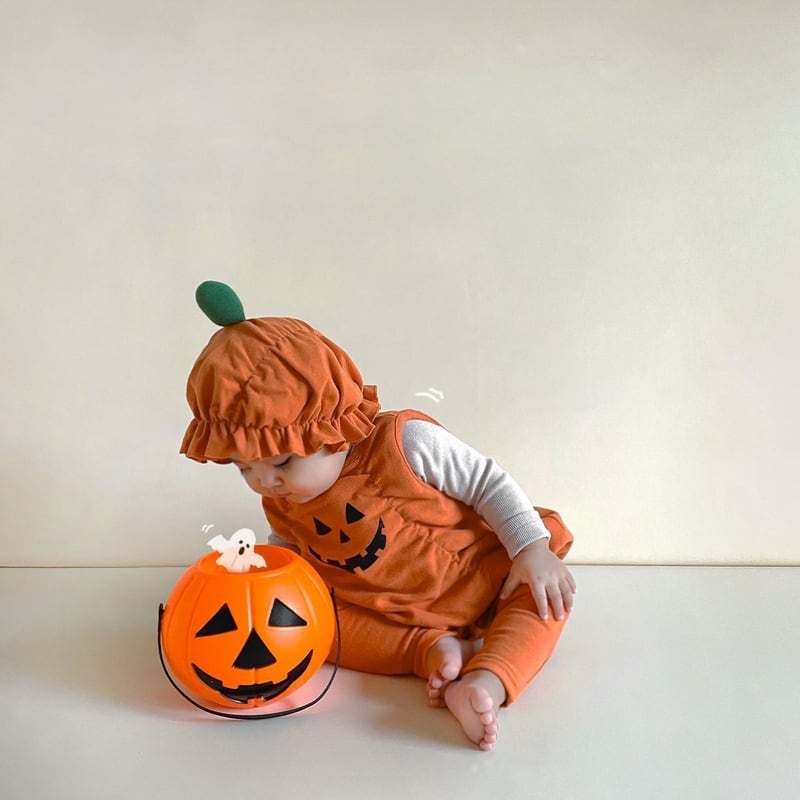 【BABY】ハロウィンかぼちゃロンパース、レギンスSK100917
