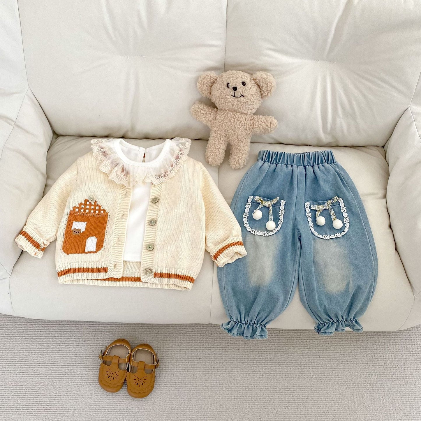【BABY】クマ刺繡可愛いカーディガンSK051608