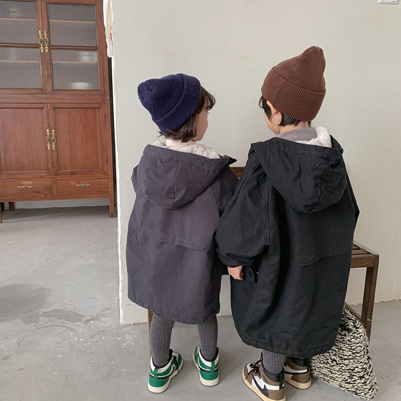 【BABY&KID】冬新作韓国風暖かいフート付きロングコートSK11375