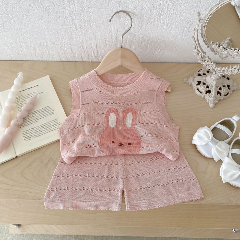 【BABY&KID】夏新作 カートゥーンニットノースリーブセットアップSK072007
