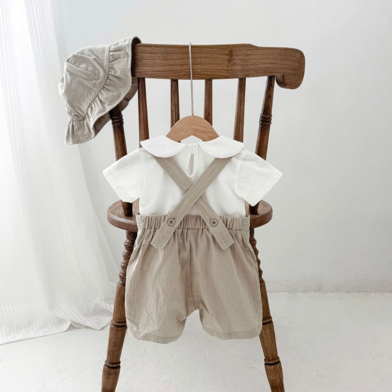【BABY】夏新作 ナチュラル無地サロペット&帽子、TシャツSK072224