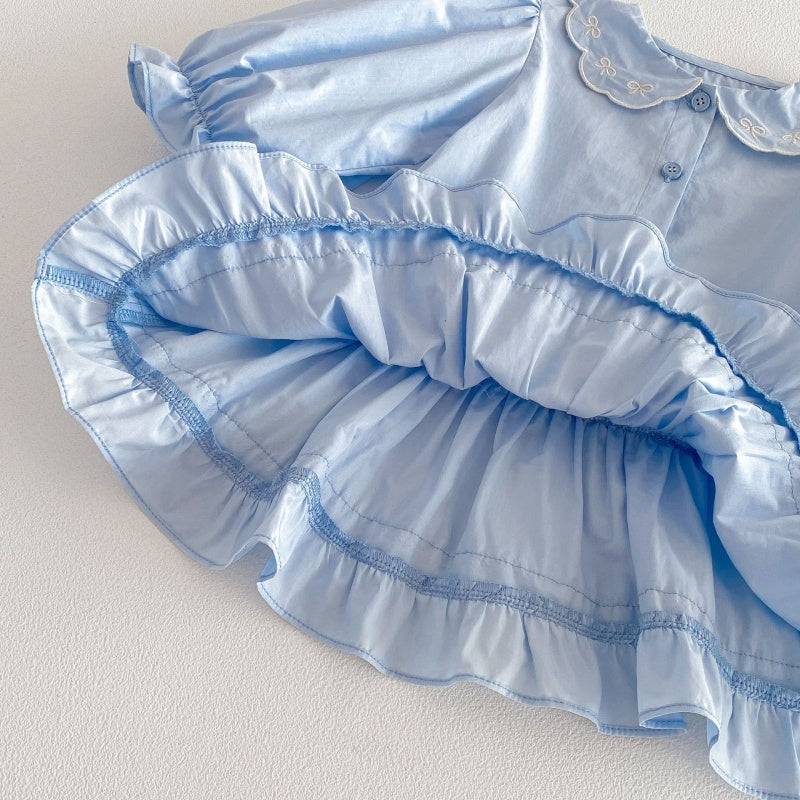 【BABY&KID】韓国風刺繍丸襟ワンピースSK104126