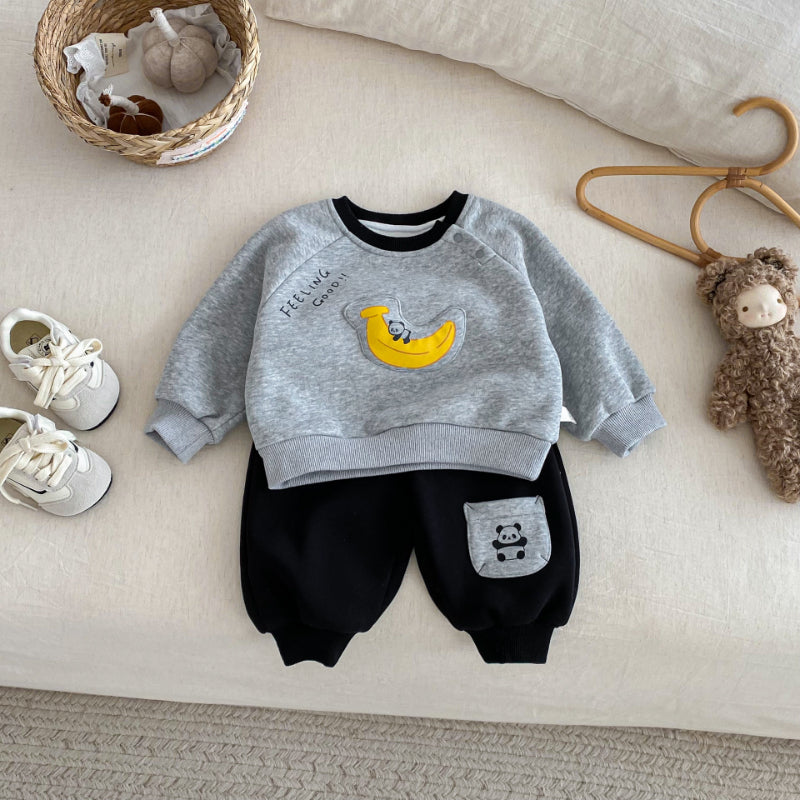 【BABY&KID】冬新作 カートゥーン裏起毛セットアップSK102015