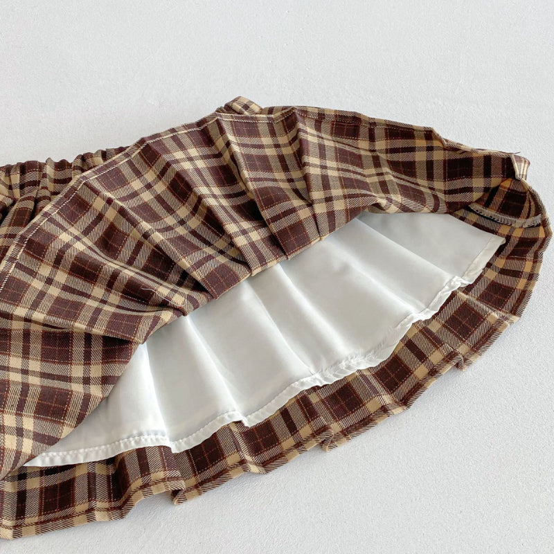 【BABY&KID】ニットカーディガン&ブラウス&チェック柄スカート3点セットSK100335