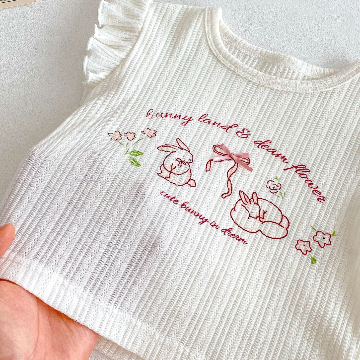 【BABY&KID】夏新作 うさぎプリントトップス、チェックショートパンツSKO71218