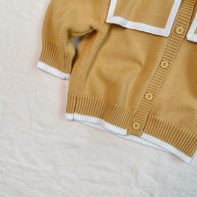 【BABY】くま刺繍ビッグカラーニットカーディガンSK101536