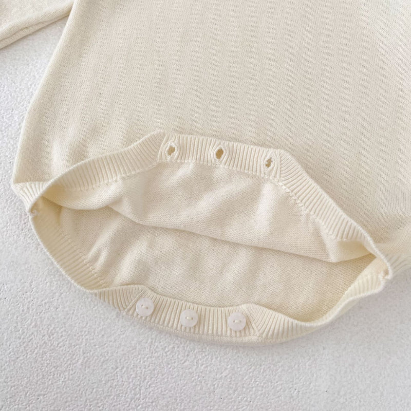 【BABY】フリル襟長袖ニットロンパース、ソックスSK100725
