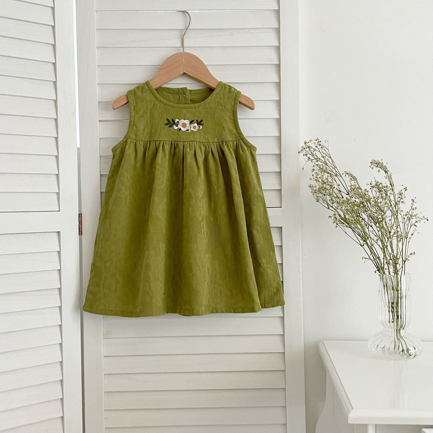 【姉妹服】夏新作 フラワー刺繍ノースリーブロンパース、ワンピースSK081625