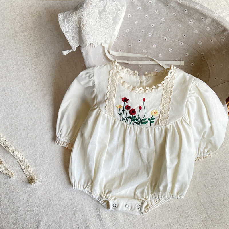 【BABY】花柄刺繍ロンパースSK101501
