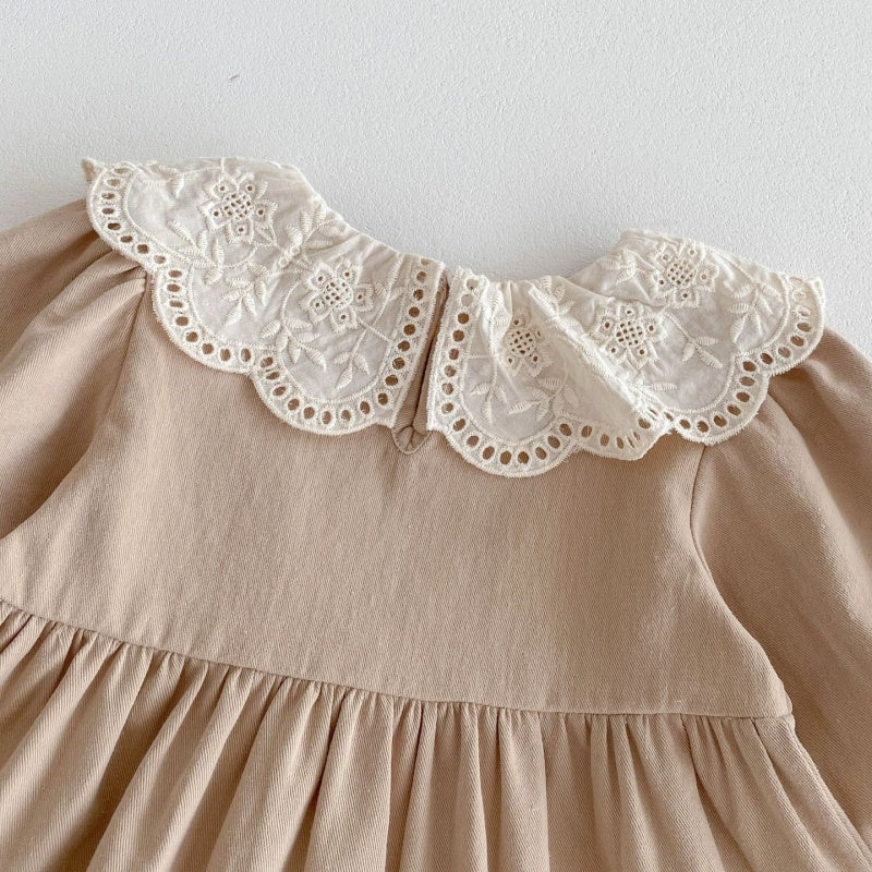 【BABY&KID】花刺繡襟ナチュラルワンピースSK050803