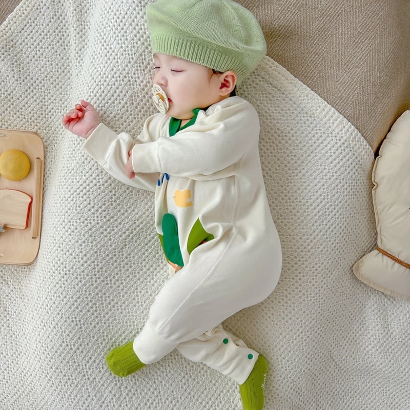【BABY】可愛いツリー、チューリップ柄ロンパースSK051607