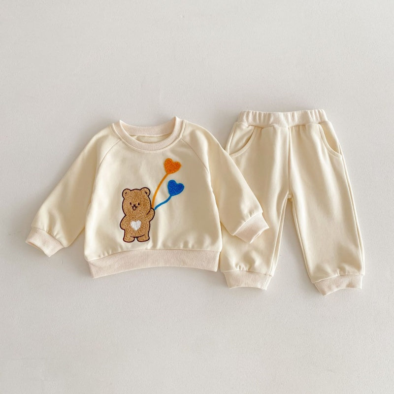 【BABY&KID】韓国風クマロゴカジュアルセットアップSK032204