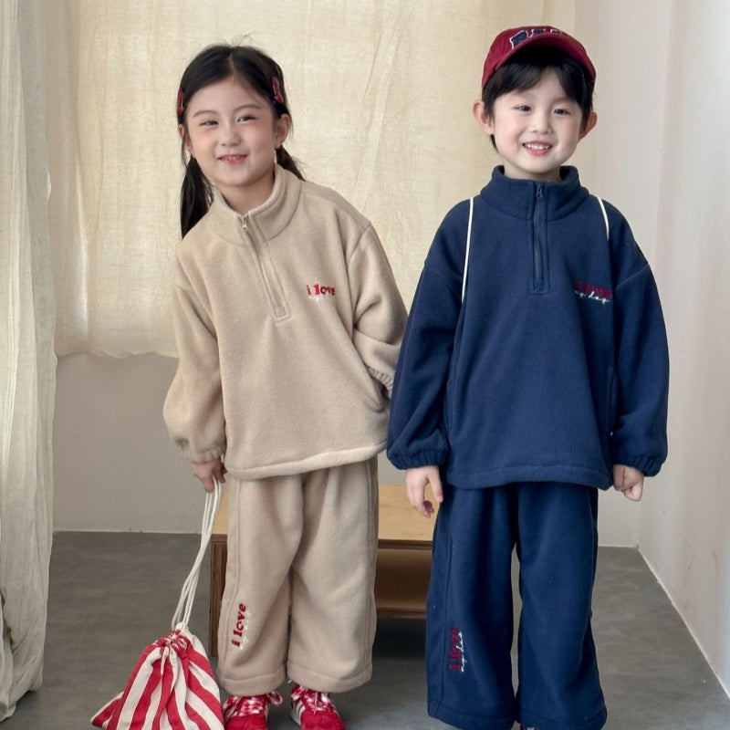 【BABY&KID】冬新作 ハイネック英字ロゴフリースセットアップSK102033