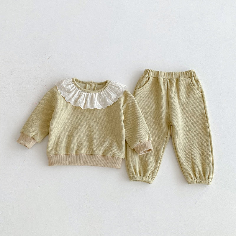 【BABY&KID】無地レース襟セットアップSK092716