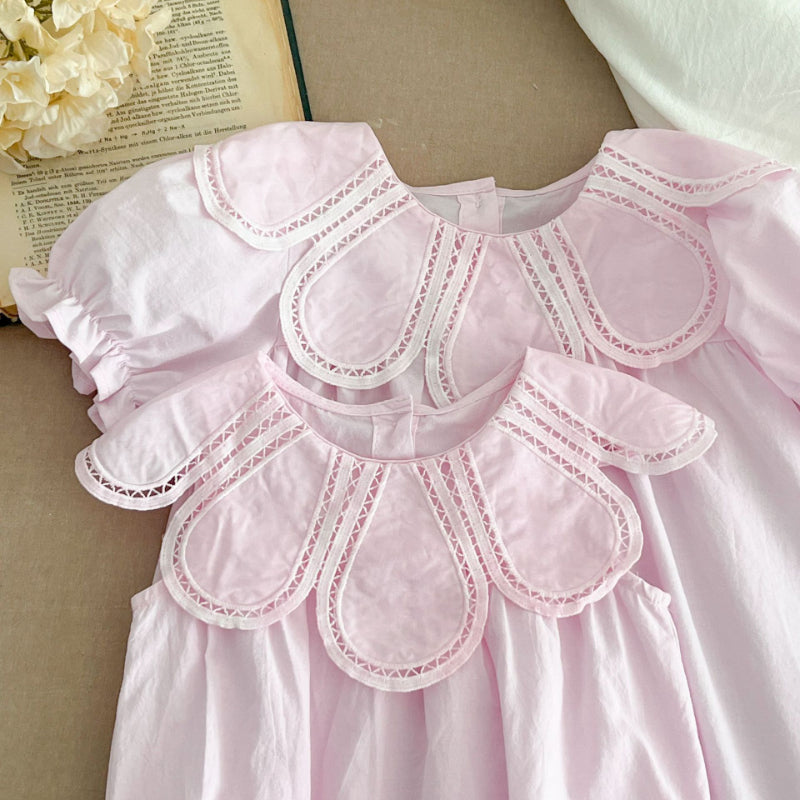 【姉妹服】夏新作 花びら襟ロンパース、ワンピースSK081623