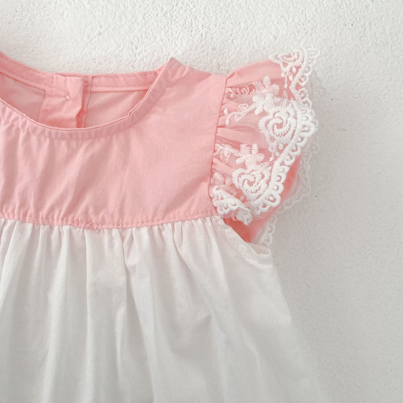 【BABY&KID】夏新作 バイカラーフリル袖トップス&ショートパンツSK081525