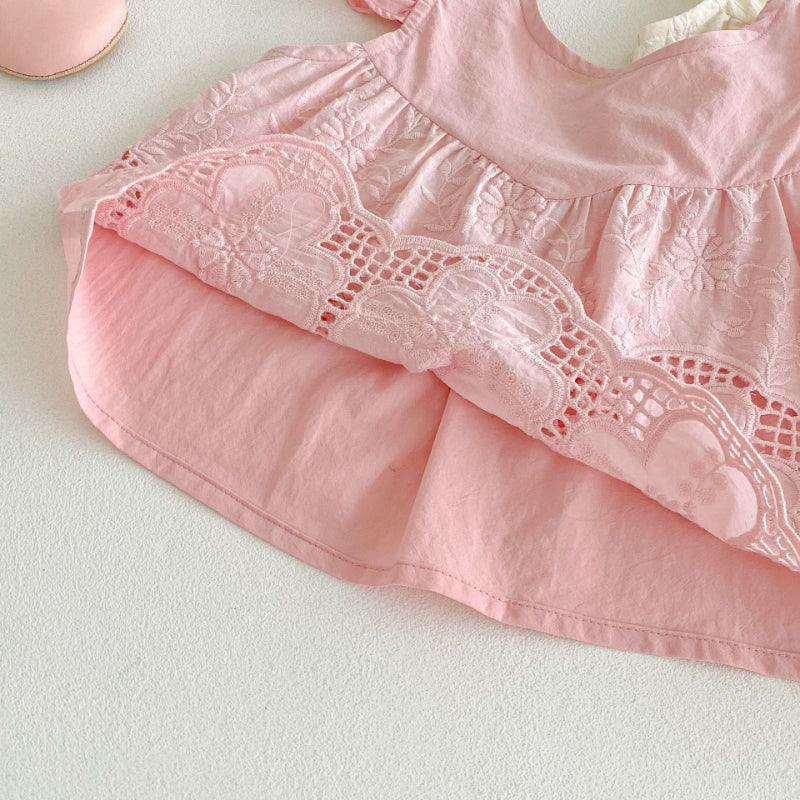 【BABY】夏新作 刺繍フリル袖セットアップSK080601