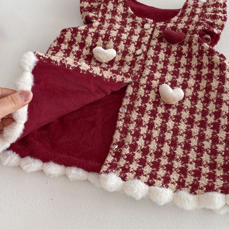 【BABY&KID】冬新作千鳥格ハートワンピースSK103034