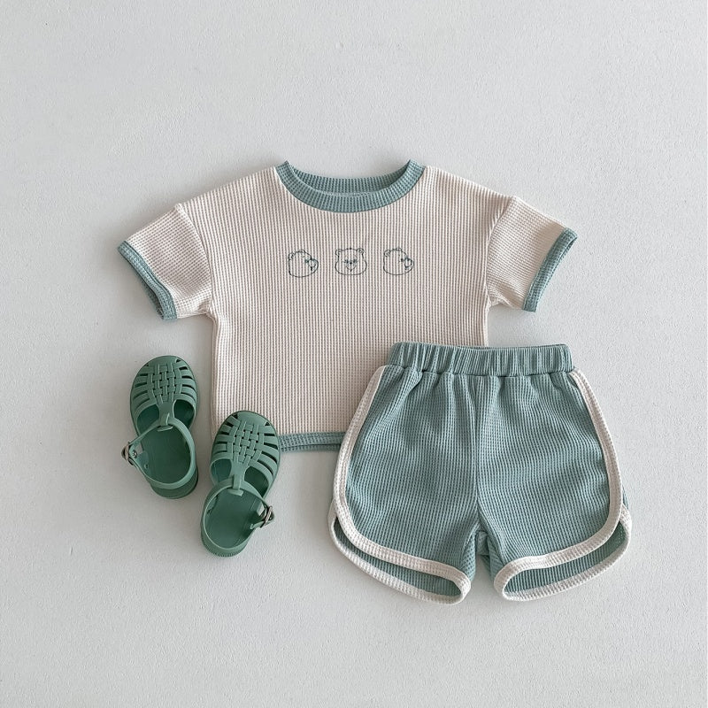 【BABY】夏新作 ワッフルくまセットアップSK091605