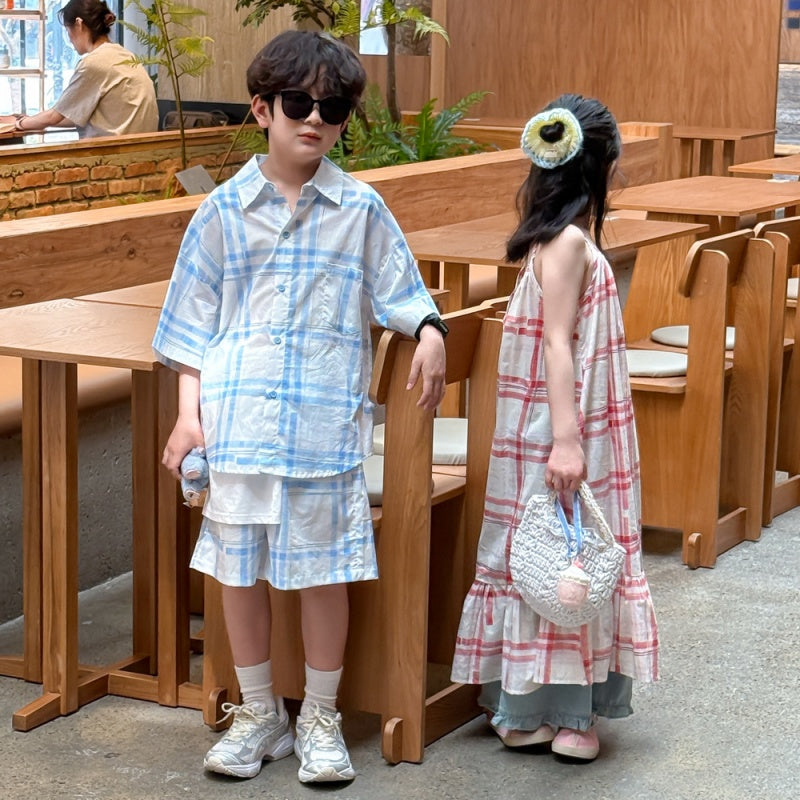 【BABY&KID】夏新作 チェック柄セットアップ、ワンピースSK080519