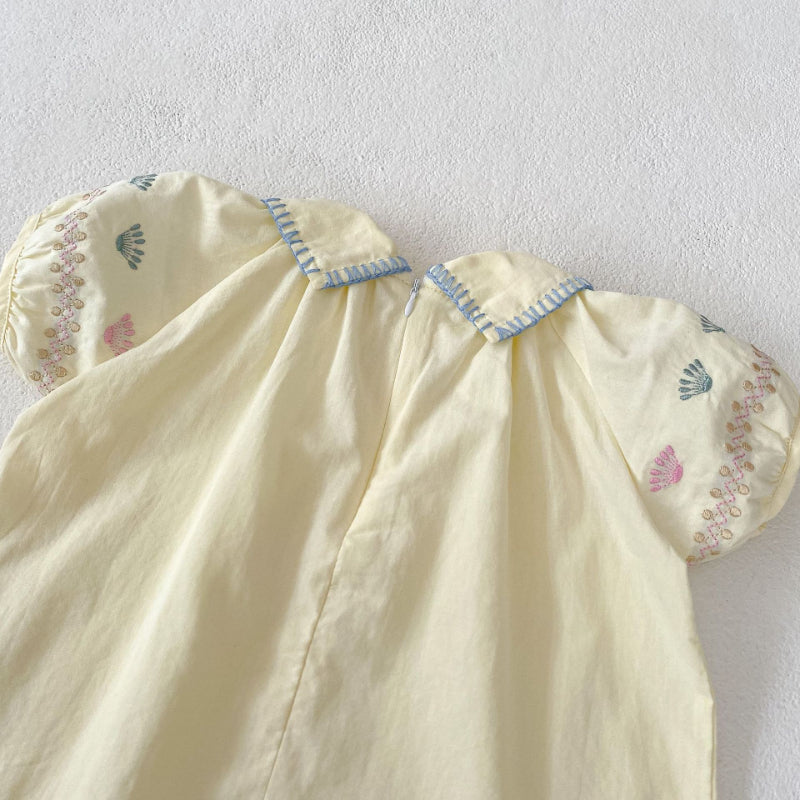 【BABY】夏新作 花柄刺繍襟付きセットアップSK010231