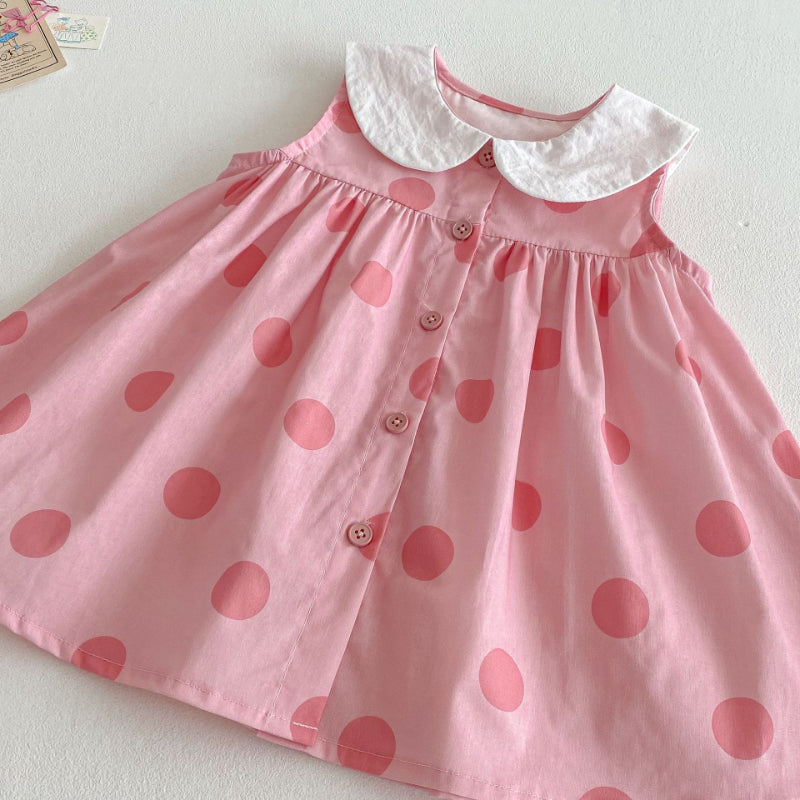 【BABY&KID】夏新作 ネコプリントTシャツ、ワンピ、サロペット、ドットパンツセットSKO71201