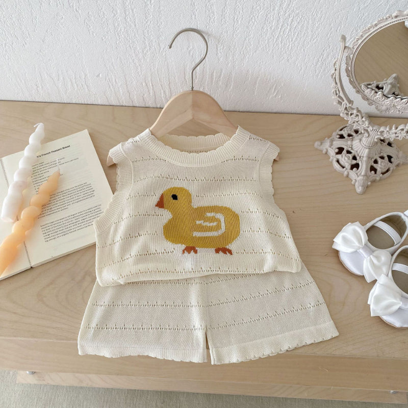 【BABY&KID】夏新作 カートゥーンニットノースリーブセットアップSK072007