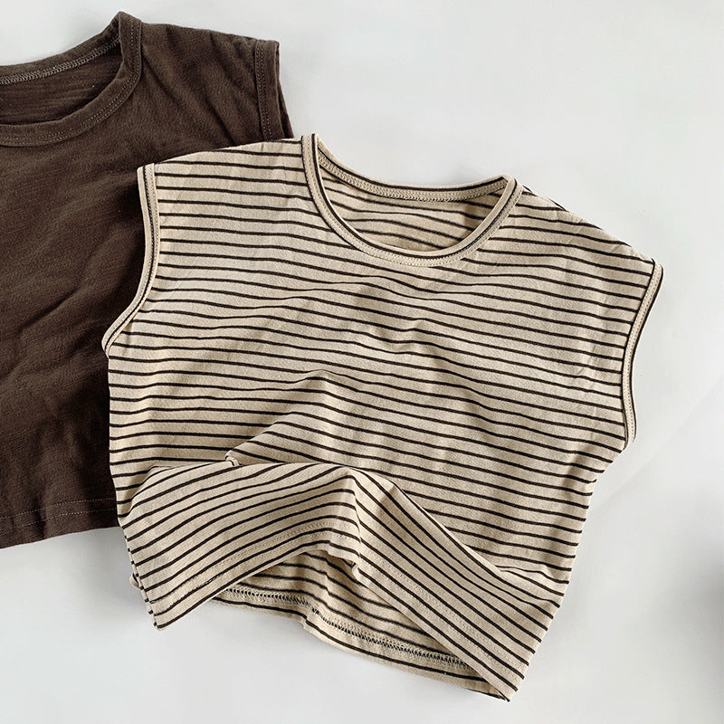 【BABY&KID】夏新作 ノースリーブボーダーTシャツSK080812