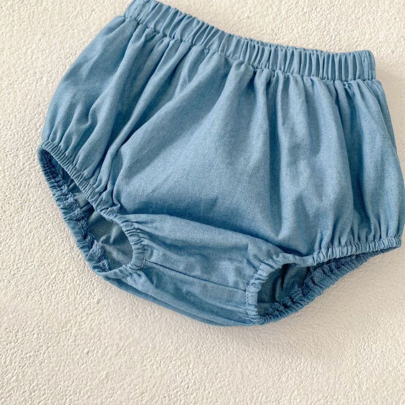 【BABY】夏新作 デニム刺繍トップス&ショーツセットアップSK071915
