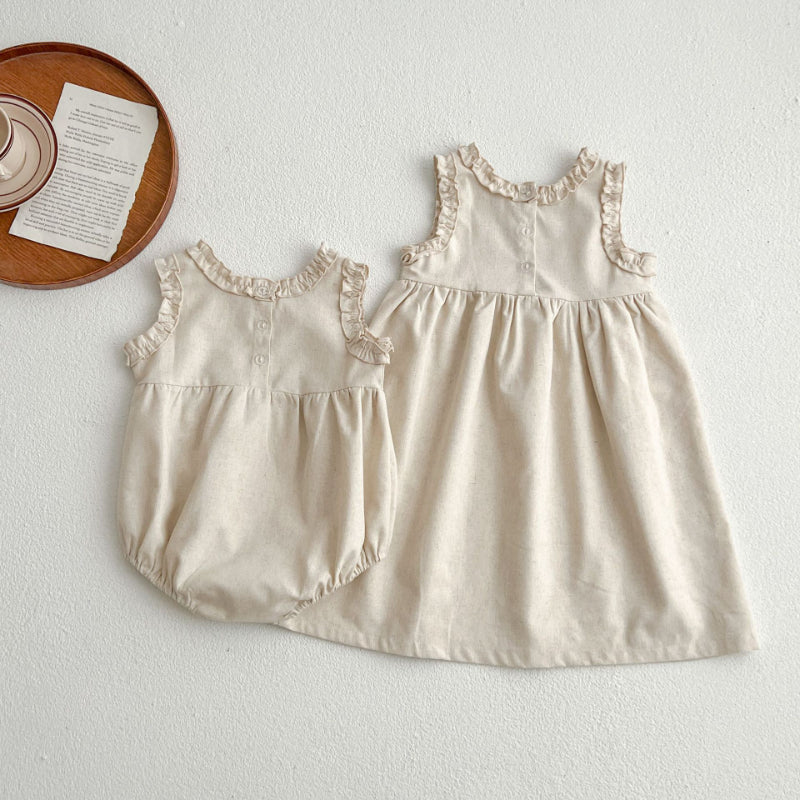 【姉妹服】夏新作 フリル袖ノースリーブロンパース、ワンピースSK081619