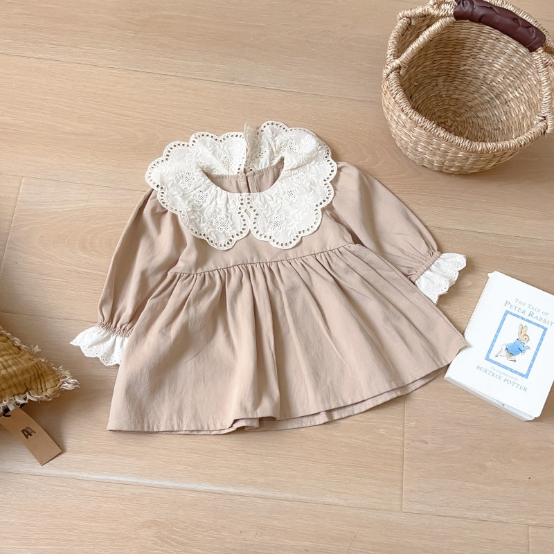 【BABY&KID】花刺繡襟ナチュラルワンピースSK050803