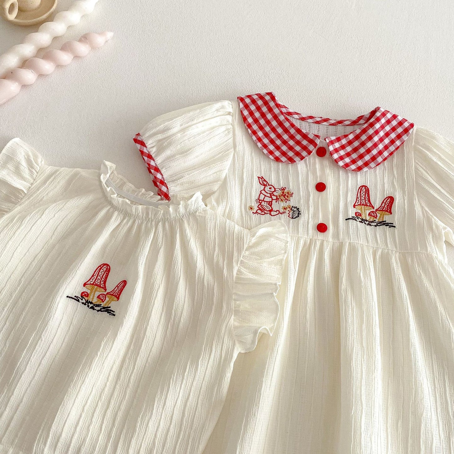 【BABY&KID】夏新作 フリルチェックトップス、ワンピース、デニムパンツSK062321