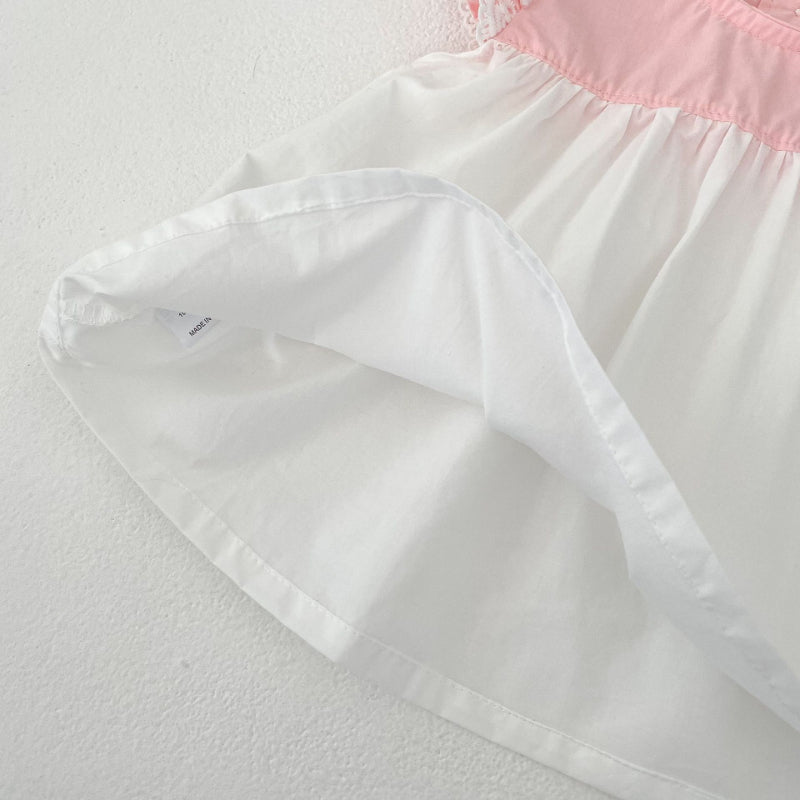 【BABY&KID】夏新作 バイカラーフリル袖トップス&ショートパンツSK081525