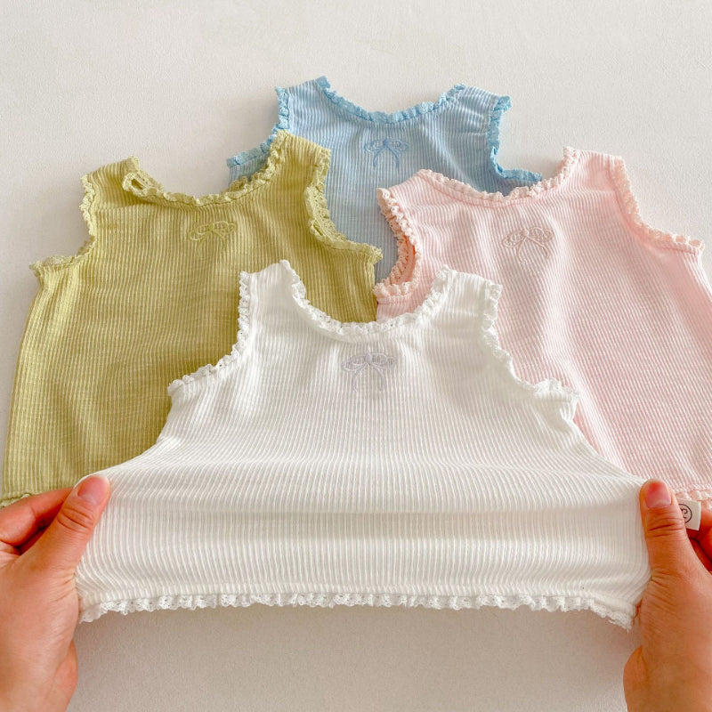 【BABY】夏新作 蝶結び刺繍無地セットアップSK092218