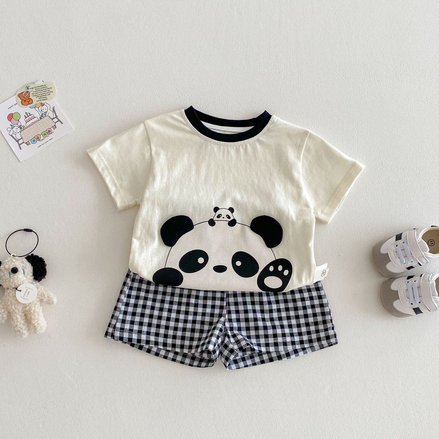 【BABY&KID】夏新作 カートゥーンTシャツ&チェックパンツSK061803