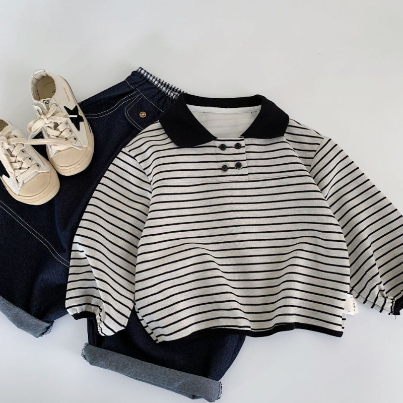 【BABY&KID】ストライプ長袖POLOシャツSK100516