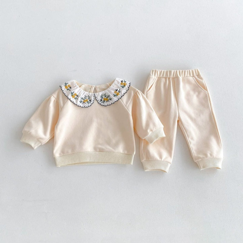 【BABY&KID】フラワー刺繡襟セットアップSK032206