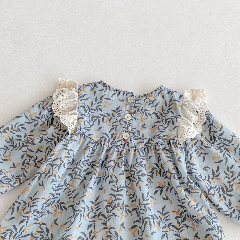 【BABY&KID】レトロ長袖プリントワンピースSK011015