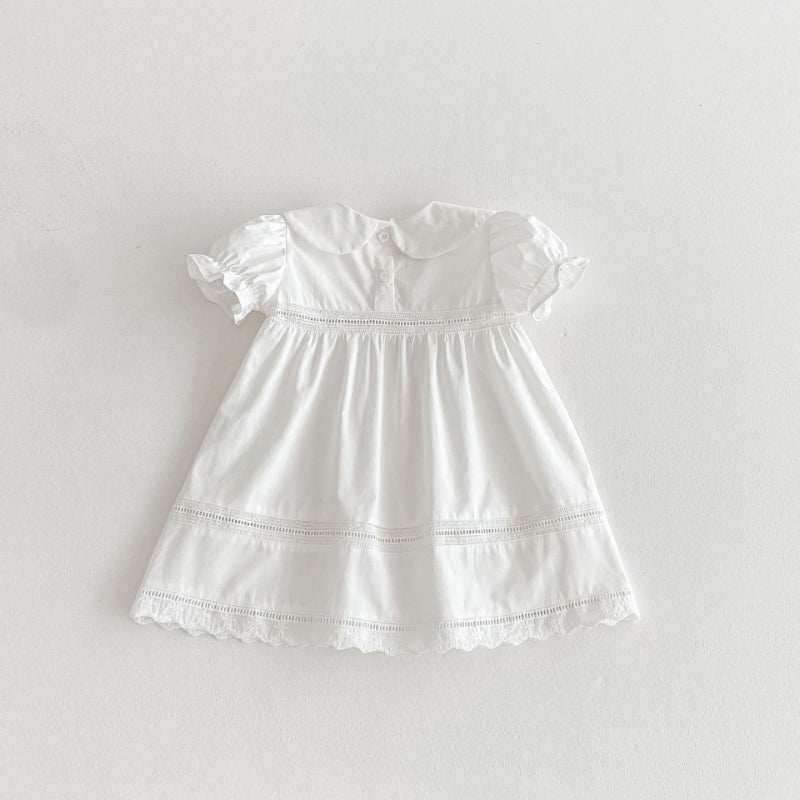 【BABY&KID】夏新作 ラペルホワイトドレスSK081611
